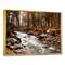 Designart - Stream in Autumn Forest - Landscape Photography Framed Canvas Art Print
